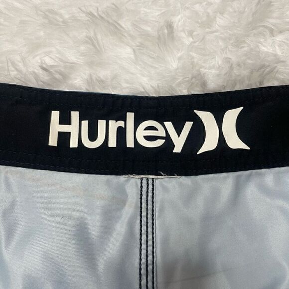 Hurley Swim Trunks Shorts Mens Size 36 Blue Stripe Surf Summer Pocket - Picture 3 of 10